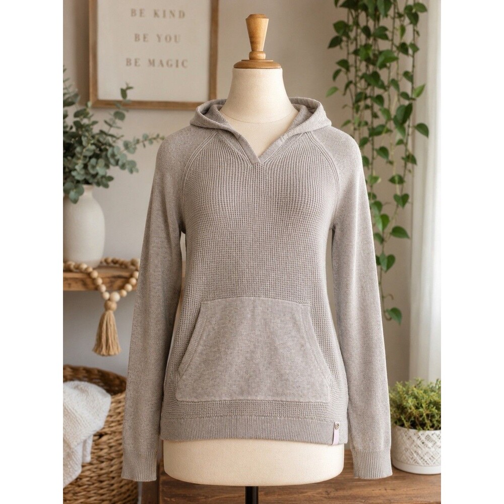 ivivva by lululemon Gray Knit Pullover Hoodie Kangaroo Pocket Teens 14